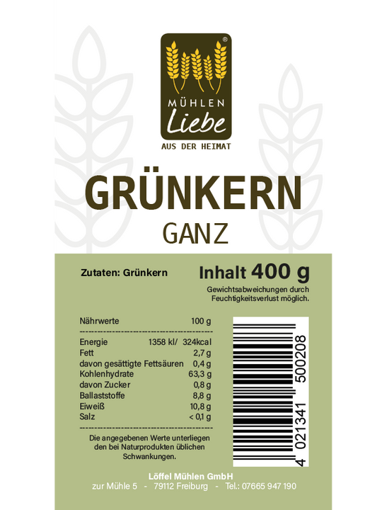 Grünkern, GANZ (Mühlen Liebe) (8394171023625)