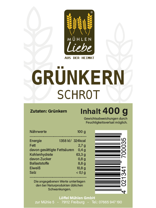 Grünkern, SCHROT (Mühlen Liebe) (8394218045705)
