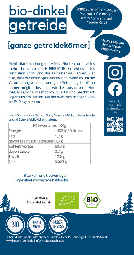 Bio-Dinkel-Getreide, ganze Getreidekörner (7105476001973)